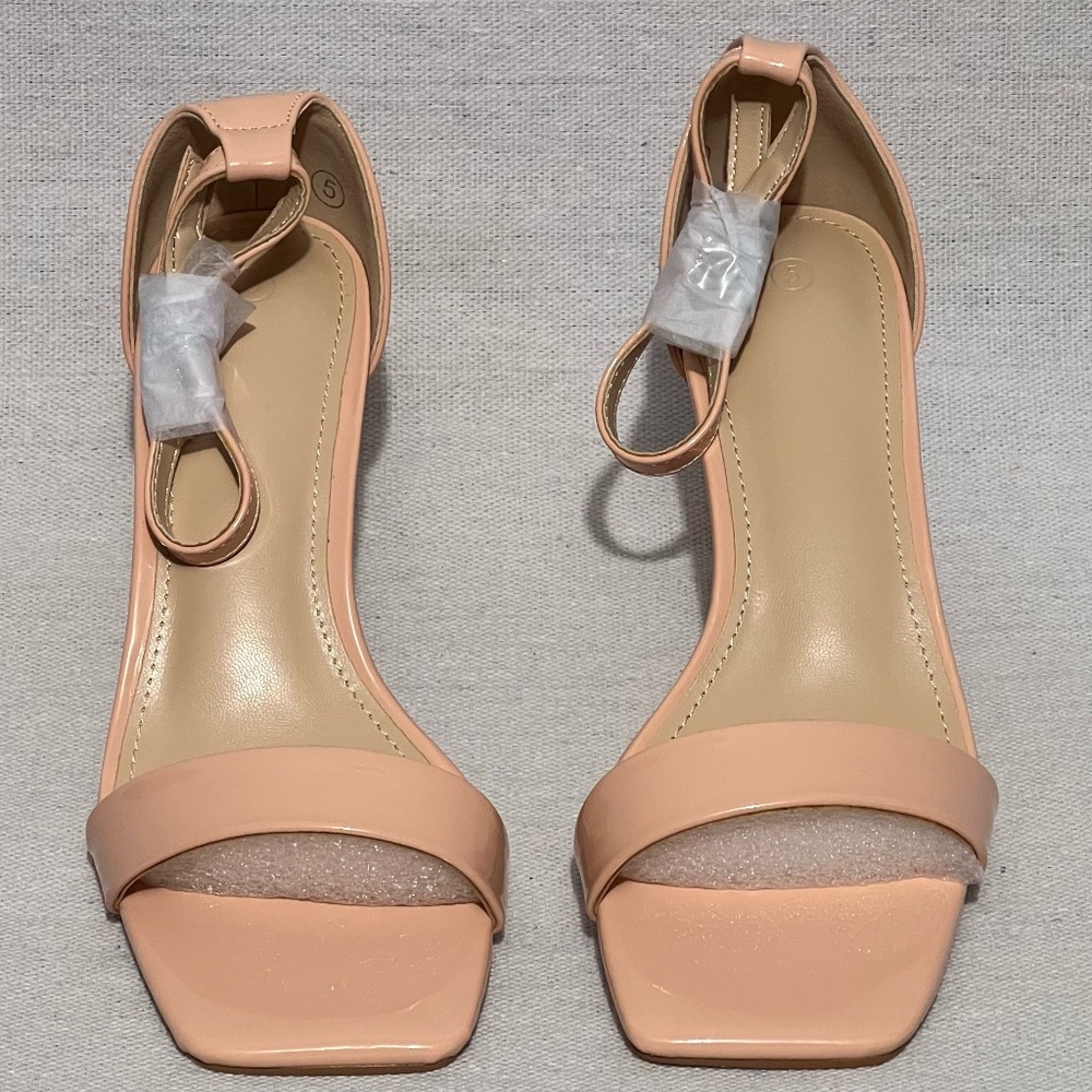 Coziavenue light pink open toe heels